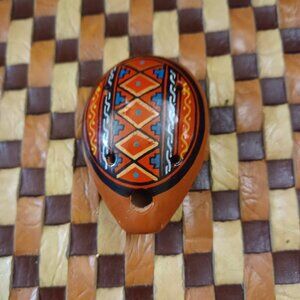 Ocarina Clay Flute Whistle Hand Crafted Hand Painted Cusco Peru 6 Hole